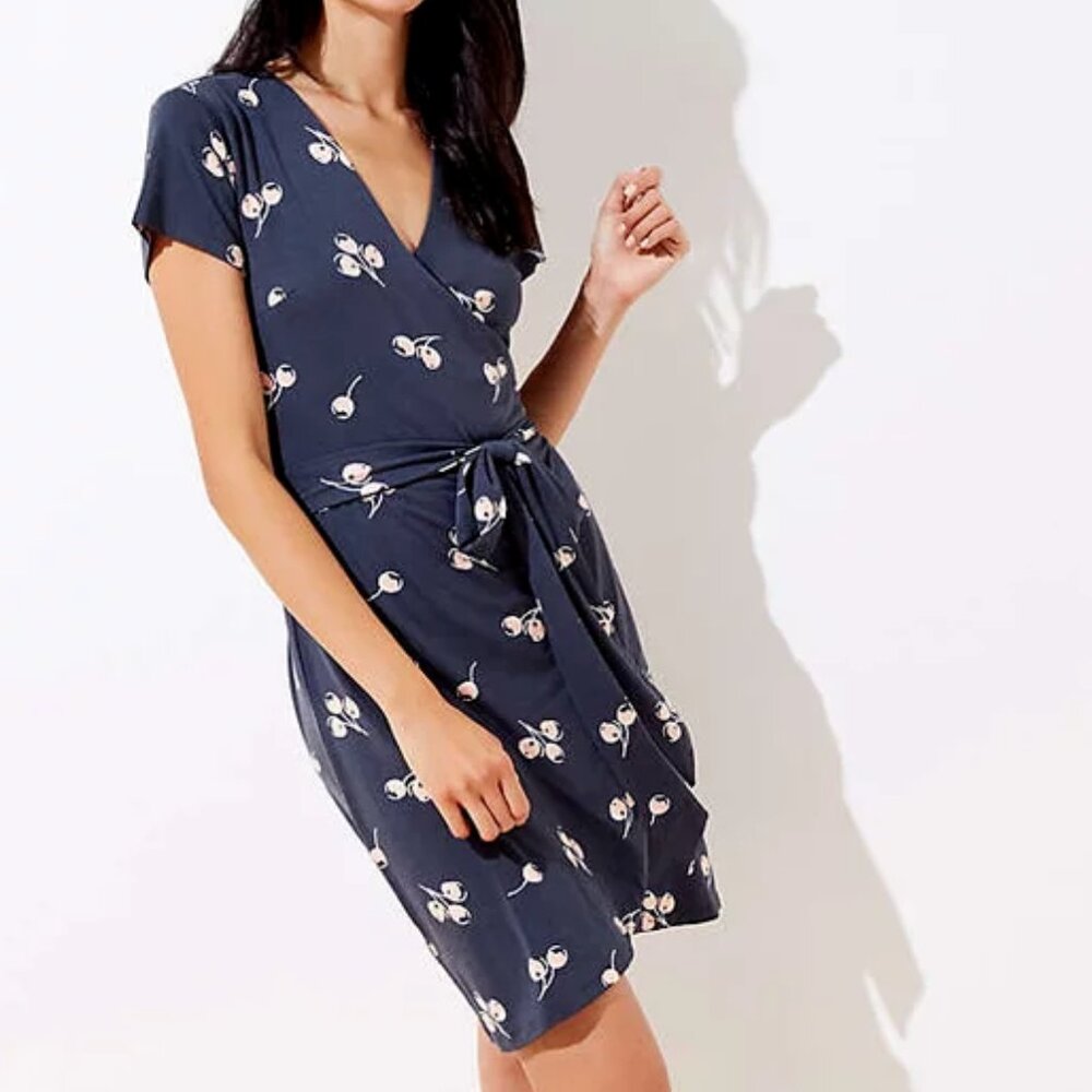 Ann Taylor LOFT Cherry Print Wrap Dress